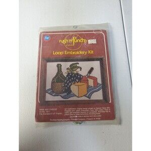VTG Boye Rush'n'Punch Loop Embroidery Kit Wine And Cheese 1979  New